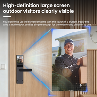 Serrure Intelligente Vidéo-Parlophone avec Déverrouillage par Empreinte Digitale, Contrôle par Application et Mot de Passe via l'Application Tuya - Alliage d'Aluminium pour Portes en Bois, Grade C