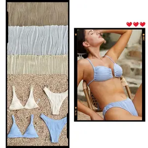 Xa1713 sóng kết cấu sọc nylon spandex vải cho đồ bơi Bikini tắm phù hợp với chất lượng cao mô hình áo tắm vải