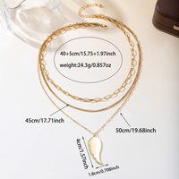 Collar Clásico con Dije de Ala en Capas Doradas, Borde de Circonitas Pavé, Collares de Cadenas Múltiples Ajustables, Joyería para Mujer, Venta al por Mayor Personalizada