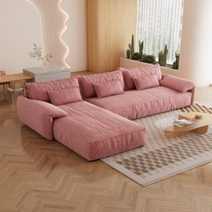 Conjunto de sofá elegante <span class=keywords><strong>y</strong></span> suave para sala de estar, lo último en tela, sofá en forma de L, sofá de nube de terciopelo de alta calidad para el hogar, gran oferta, <span class=keywords><strong>bonitos</strong></span> sofás - Product Image 4