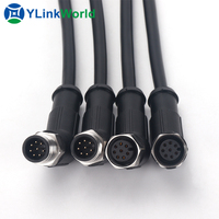 Connecteur d'angle M12 à 45 degrés câble mâle femelle 2 3 4 5 6 8 12 17 broches Ip67 fil étanche m12 connecteurs d'angle à 45 degrés
