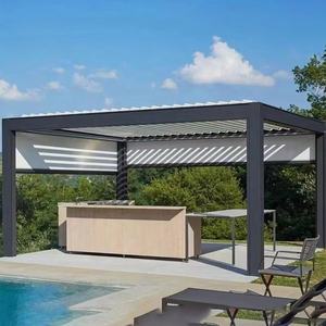 Morden lujo moderno aluminio pérgola para patio trasero motorizado a prueba <span class=keywords><strong>de</strong></span> viento jardín pabellón elegante Gazebos <span class=keywords><strong>toldo</strong></span> para espacio al aire libre - Product Image 2