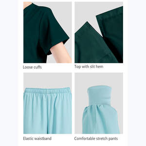 Divisa Medica Ospedaliera <span class=keywords><strong>Viola</strong></span> con Doppie Tasche, Taglia USA, in Poliestere Rayon Spandex, per Infermieri e Dottori, Set Completo - Product Image 3