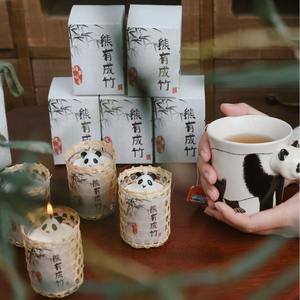 Nuevo estilo chino, vela perfumada de Panda tejida de bambú, accesorios para fotos, creador de ambiente para el hogar, regalo de cumpleaños, regalo creativo para Festival - Product Image 3