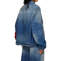 Veste en jean surdimensionnée pour femme, style vintage, effet éclaboussures de peinture et vieilli, col à revers classique, boutonnée, décontractée, écologique, manteau d'hiver OEM