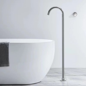 Robinet de lavabo monotrou de style moderne avec support au sol Robinet en laiton avec noyau de valve en céramique Robinet doseur à une poignée - Product Image 6
