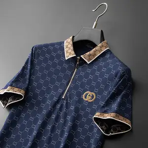 Camicia da Golf in cotone Casual da uomo con risvolto a manica corta Design Patchwork di colore all'ingrosso