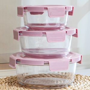 <span class=keywords><strong>3</strong></span> miếng trường chịu nhiệt độ cao Nhà thực phẩm kín bát đặt sinh viên Hộp Ăn Trưa thủy tinh - Product Image 2