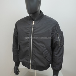 Chaqueta Bomber Topshow para Hombre, Negra, Corta, de Nailon, Cortavientos, con Bolsillo - Product Image 1