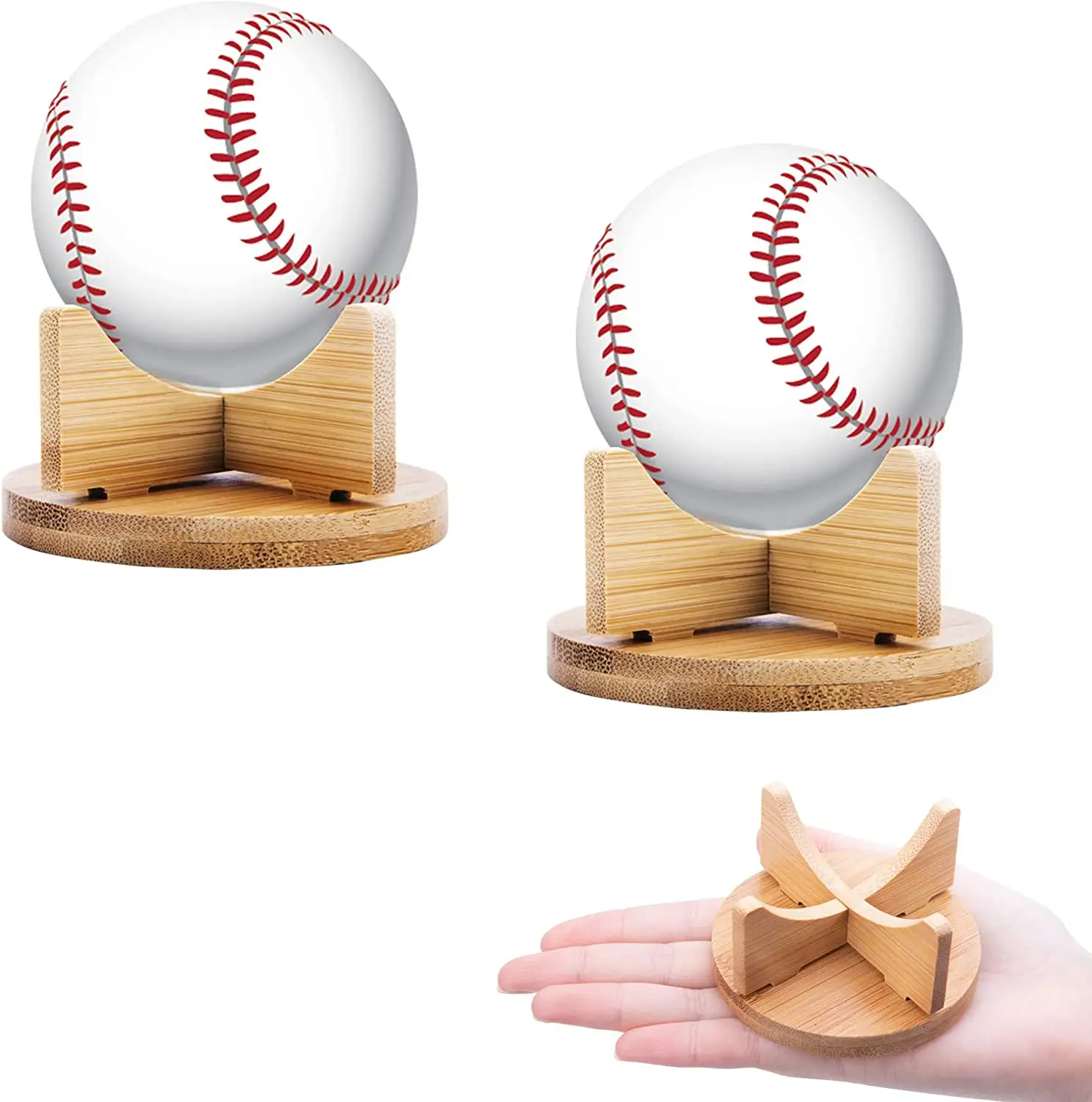 حامل عرض بيسبول من الخيزران الطبيعي ، أنبوب حامل بيسبول لرف تخزين البيسبول بالحجم الرسمي