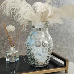 Vasi di fiori decorativi per interni ed esterni fatti a mano di alta qualità per soggiorno vaso di vetro a mosaico con decorazioni per Desktop
