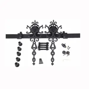 RHETECH 6.6FT moderne en acier au carbone <span class=keywords><strong>porte</strong></span> de grange piste Durable matériel de fermeture en douceur en bois coulissant rouleau <span class=keywords><strong>Rail</strong></span> <span class=keywords><strong>porte</strong></span> fenêtre accessoires - Product Image 1