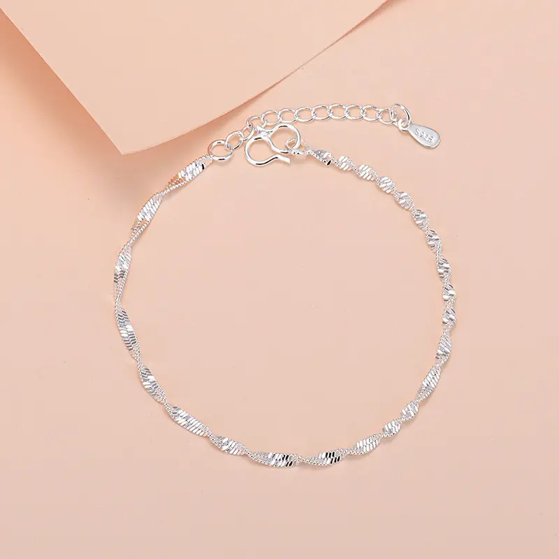 2021 new water wave bracelet girl simply plated 925 silver bracelet web celebrity jewelry