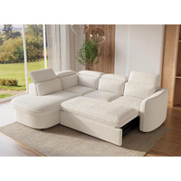 Juego de Sofás Reclinables Portátiles Modernos Beige Personalizados de Fábrica, Sofá Cama Plegable en Forma de L de 5 Plazas para Hotel