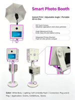 Photomaton ovale en métal avec écran tactile 15,6 pouces, étanche, ventilateur de refroidissement RGB, imprimante en libre-service, caméra, capacité 200 kg, 15 personnes, garantie 2 ans