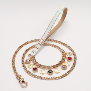 Collar moderno de lujo para perros pequeños, resistente al agua, PU con hebilla de diamante y cintas sólidas, collar decorativo rosa, Correa - Product Image 4
