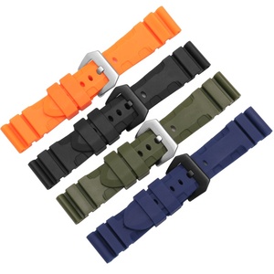 22mm 24mm Solid Color Silicone Rubber Watch Strap with Stainless Steel <strong>Buckle</strong> Luxury Wrist Band for Panerai <strong>Pam</strong> Watch - Product Image 2