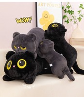 Peluche chat couché la plus vendue, coussin décoratif mignon, chat noir lesté en peluche, rembourrage en coton PP