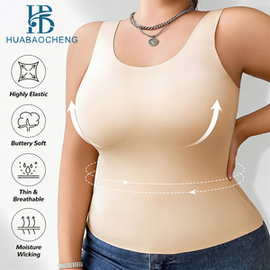 Soutien-gorge camisole en jersey grande taille pour femmes 2 en 1 sans fil écologique sans couture Shapewear haute élasticité doux comme du beurre dos en forme de U - Product Image 1