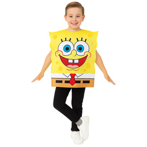 Disfraz de Bob Esponja para Niños, Talla Infantil 8-13 Años, Disfraz de Cosplay para Fiesta de Halloween, Fibra de Poliéster - Product Image 1