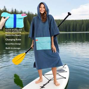 Serviette poncho de plage légère en microfibre pour adulte avec poche avant, séchage rapide, idéale pour la plongée, la natation et le change de tenue - Product Image 2