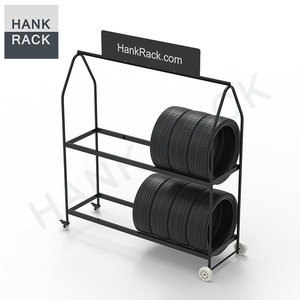 عرض متجر للإطارات مع عجلات للعجلات عرض ترويجي لإطارات العجلات حامل لإطارات محمول للتخزين - Product Image 1