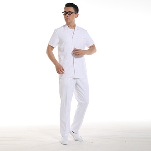Consegna veloce <span class=keywords><strong>100</strong></span>% Manica Corta In <span class=keywords><strong>Cotone</strong></span> <span class=keywords><strong>Bianco</strong></span> Medico Abito Camici da laboratorio Medico Ospedale Personale Scrubs Medico Uniforme Top - Product Image 5