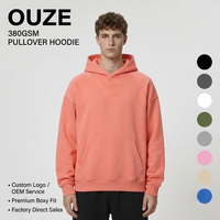 Pull-over français surdimensionné en molleton 80 % coton, brodé, de haute qualité, 380 g/m², pour homme, idéal pour l'hiver – Vente en gros