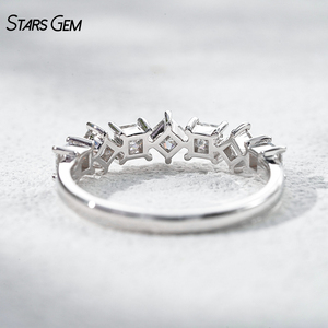 แหวนแต่งงาน StarsGem ทองคำแท้ 18K ชุบโรเดียม วินเทจ ประดับเพชรแล็บโกรว์ทรงปรินเซส น้ำหนัก 0.86 กะรัต DEF VS ของขวัญ - Product Image 5