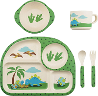 Ensemble de vaisselle pour enfants de 8 pouces sans BPA en RPET, bol en plastique réutilisable de qualité alimentaire avec fourchette et cuillère pour enfants
