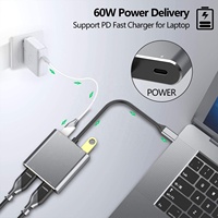 Hub USB C 4 en 1 a HDMI Dual 4K con USB 3.0 y Carga PD Tipo C para Dispositivos USB C de MAC OS, Windows, Linux y Más