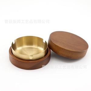 Wooden Ashtray Round Solid Wood With Lid <b>Nordic</b> Style Desktop Ashtray For Home Office Use - Product Image 4