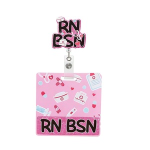 Porte-badge rétractable pour infirmière avec porte-carte d'identité, design médical rose mignon pour les professionnels de la santé (CNA, LPN, RN) - Product Image 5