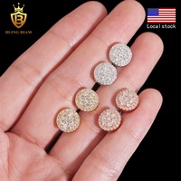 Stock local US Entrepôt Vente en Gros Bijoux Argent 925 Plaqué Or Gra Moissanite Diamant Boucles D'oreilles Cluster pour Hommes Femmes