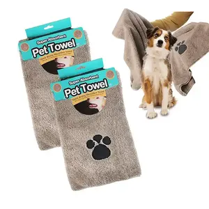 Groothandel Super Absorberend Sneldrogende Hond Badhanddoek Custom Geborduurd Logo Microfiber Huisdier Handdoek
