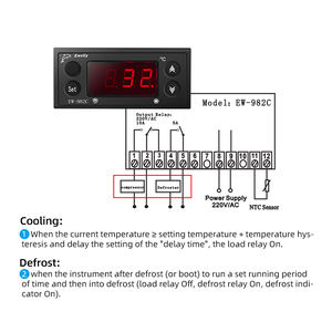 EW-982C डिजिटल प्रशीतन उपकरण तापमान नियंत्रण के साथ डीफ्रॉस्ट केक कैबिनेट थर्मोस्टेट नियंत्रक - Product Image 3