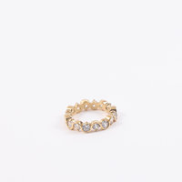 Bagues pour femmes en acier inoxydable, étanches, plaquées or 18 carats PVD, motif vague, entièrement serties de cristaux CZ