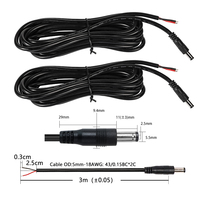 Kabel Konektor Pigtail DC5525 Male Barrel Plug 18AWG 300cm untuk Pemutar Cerita Anak, Konsol Game Genggam Retro