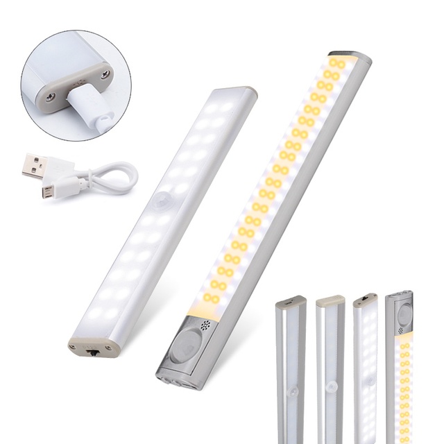 USB Rechargeable PIR LED Motion Human Induction Wireless Night Lighting Under Wardrobe Closet Kitchen Cabinet Sensor Light