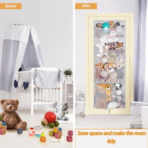 Organizador de juguetes colgante con bolsillos de malla, gran capacidad, ahorrador de espacio, soporte para juguetes de peluche detrás de la puerta para habitación infantil, dormitorio, sala de juegos - Product Image 5