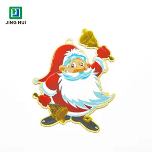 Bán buôn tùy chỉnh phẳng kim loại trang trí dễ thương Snowman Đỏ Santa Claus đồ trang trí bằng đồng