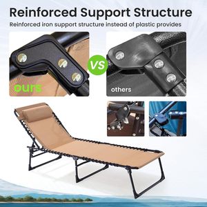 Chaise longue pliante en tissu, réglable en 5 positions, portable, capacité de 400 lb, pour extérieur, jardin, parc, camping, plage, <span class=keywords><strong>piscine</strong></span> - Product Image 5