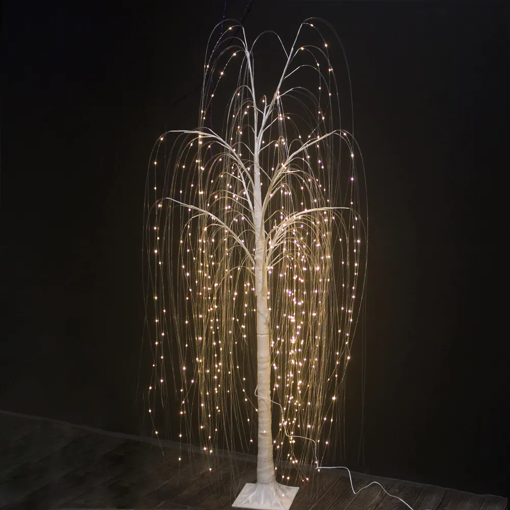 Pohon Willow Menyala 6,8 Kaki dengan Lampu Tali Kawat Tembaga untuk Dalam Ruangan Luar Ruangan Dekorasi Pesta Pernikahan Natal Valentine