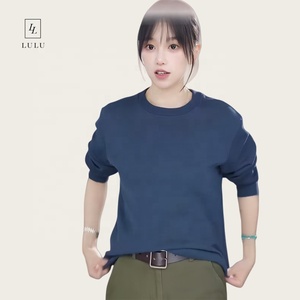 Áo thun nỉ trơn cổ tròn nhuộm màu, chất liệu fleece cao cấp, giá sỉ Lulu, 280G, thời trang đường phố mùa đông, dành cho nam nữ - Product Image 1