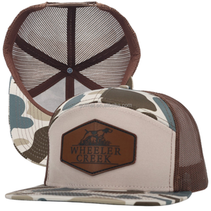 Customized Richardson 168 Mesh Hat Snapback <b>Caps</b> custom Leather patch logo Breathable <b>Cap</b> 7-panel <b>Cap</b> <b>Flat</b>-bill Trucker hats - Product Image 4