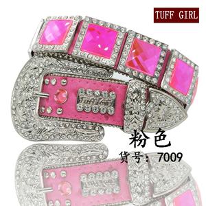 Ceintures Western Cowgirl Rose Vif avec Strass et Conchos Ornés de Pierres Brillantes – 110 cm - Product Image 2