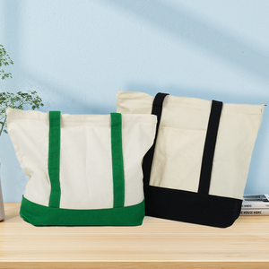 Hot Sale Customized Printed Logo Reusable Color Splicing <strong>Large</strong> Capacity Cotton <strong>Canvas</strong> Shopping Tote <strong>Bag</strong> with Monogramming - Product Image 6