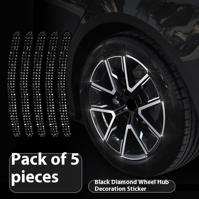 Autocollants de moyeu de roue [5 pièces/ensemble] diamant noir