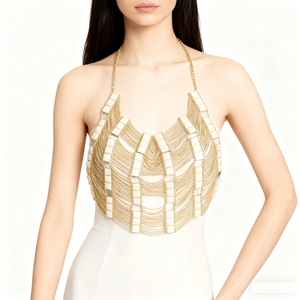 Top Corto Unisex con Gioielli per il Corpo in Pietra Sintetica, Reggiseno a Catena Stratificata, <span class=keywords><strong>Sexy</strong></span> Regalo per Matrimoni e Feste - Product Image 3