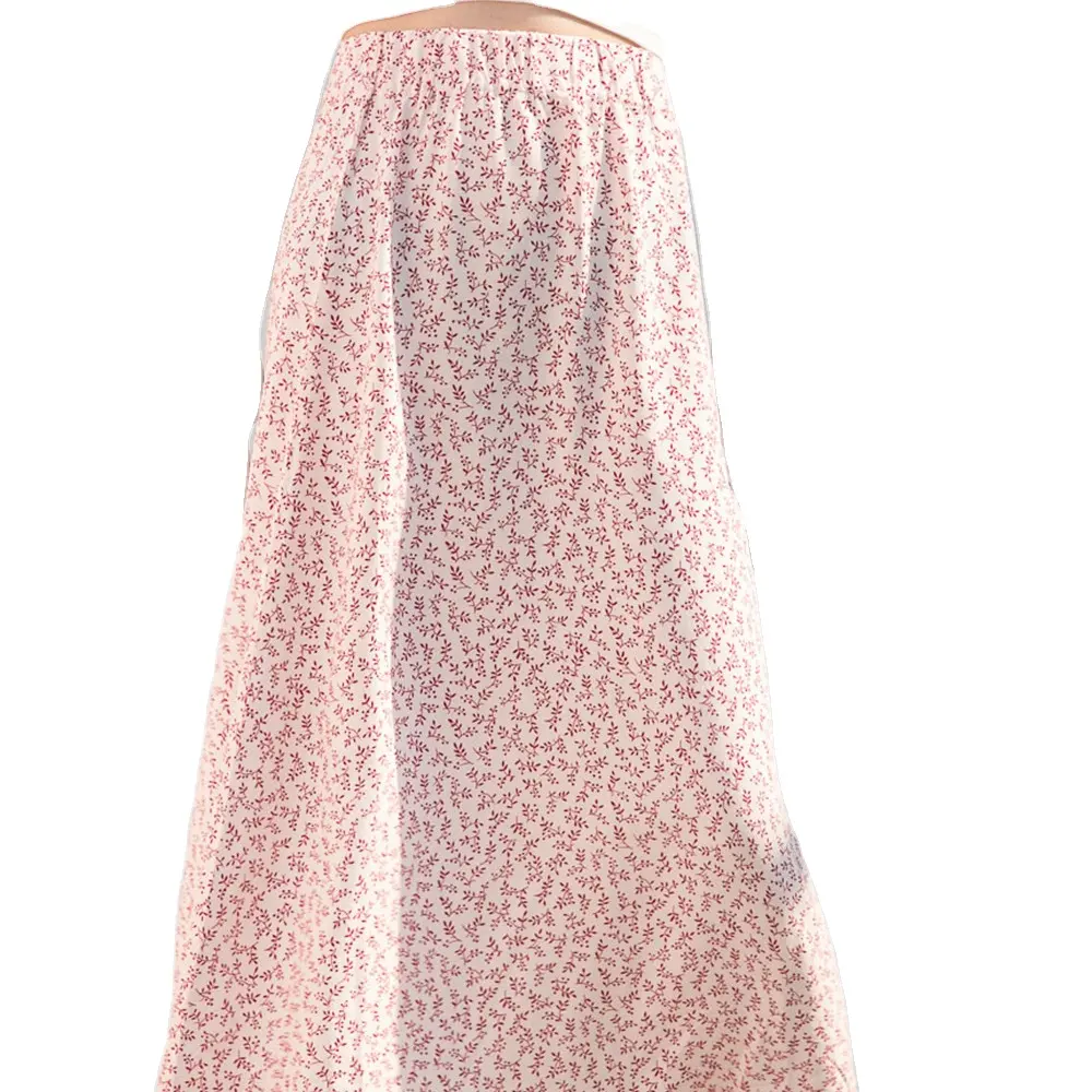 2022 Hot trend Skirts Light Pink Floral Print Stretch Skirts Elastic Waist Ladies Long Skirts